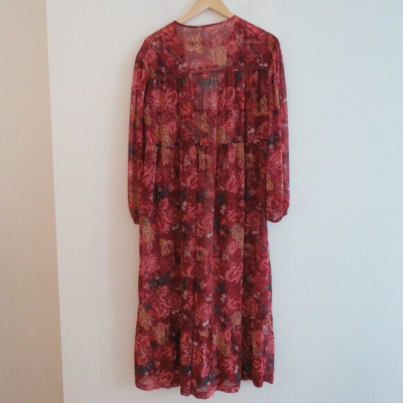 INTIMATELY FREE PEOPLE Away With Me Floral Lounge House Robe Sheer Boho Sz M/L - Picture 13 of 16